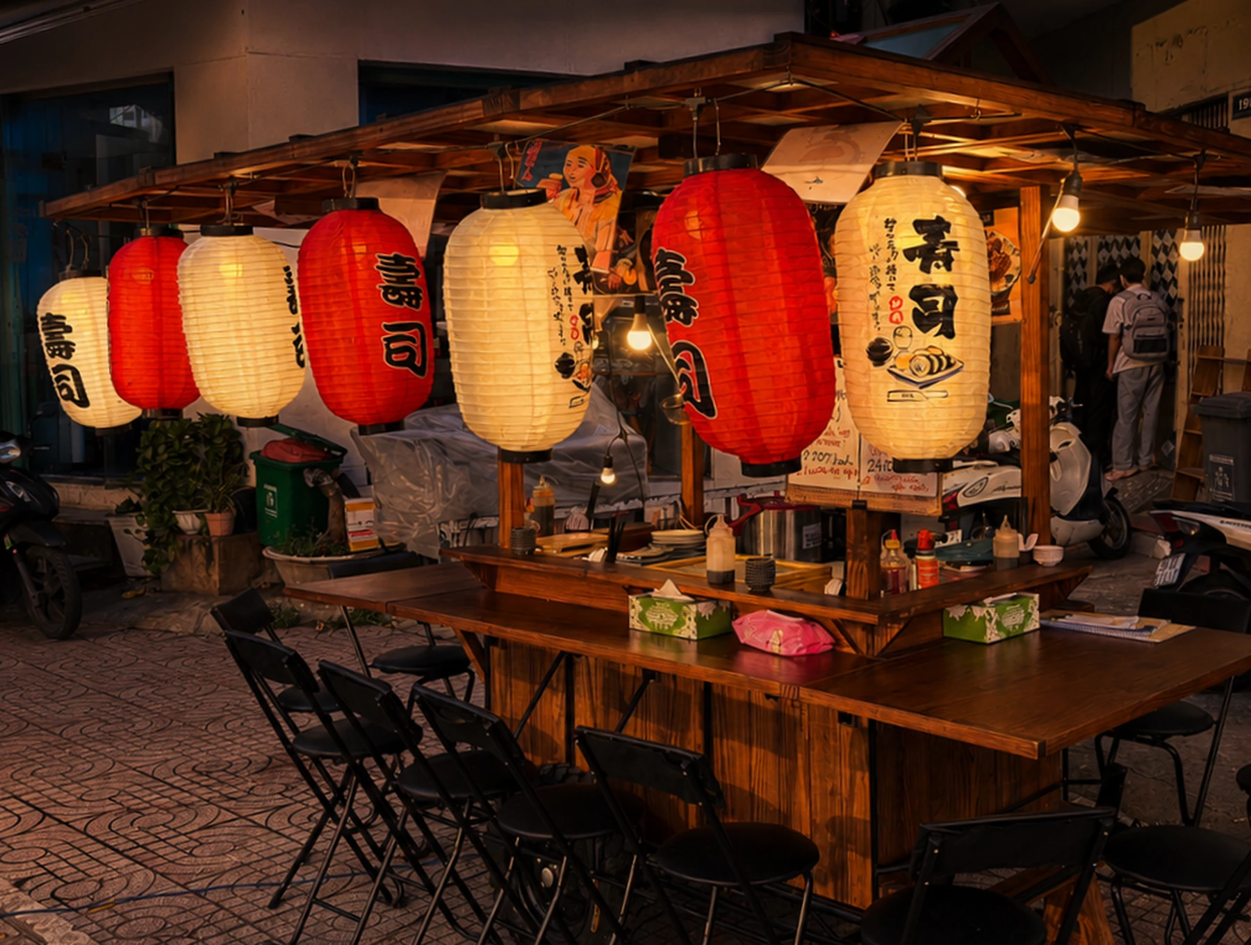 夜の屋台寿司の店舗風景